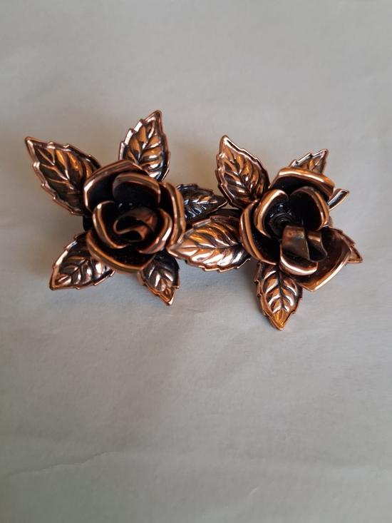 Renoir Jewelry - Vintage Renoir Matisse Copper Rose Leaf Brooch - Women Jewelry